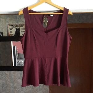 Torrid Size 0 Sleeveless Plum Peplum Top B101